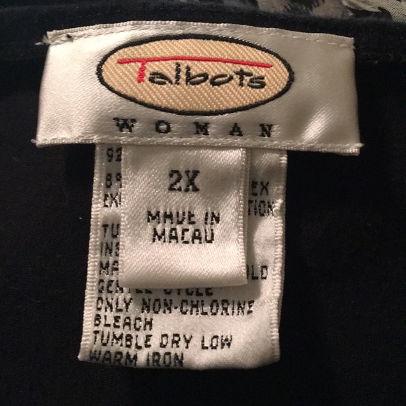 Talbots Black 3/4 Sleeve Embroidered T-Shirt - Picture 5 of 7